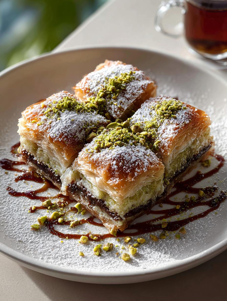 Chocolate Pistachio Bougatsa: 7 Irresistible Layers of Delight - Chocolate Pistachio Bougatsa - main visual representation